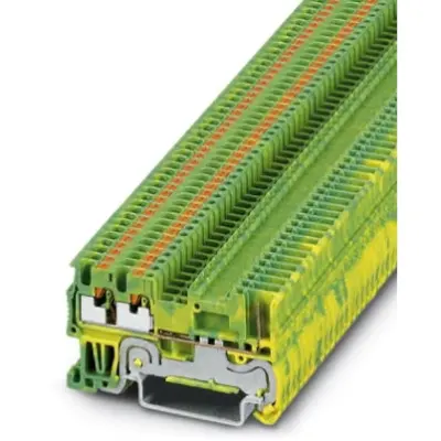 Protective conductor terminal, push-in connection, 0.14-1.5 mm², 3 pole, 6 kV, yellow/green, 3212374 - 1