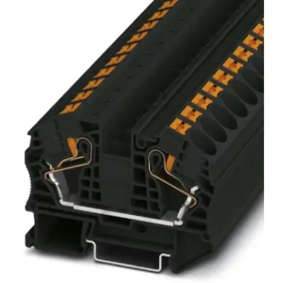 Through terminal block, push-in connection, 0.5-25 mm², 2 pole, 76 A, 8 kV, black, 3212145 - 1