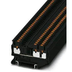 Through terminal block, push-in connection, 0.14-4.0 mm², 3 pole, 24 A, 8 kV, black, 3211252