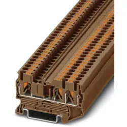 Through terminal block, push-in connection, 0.14-4.0 mm², 3 pole, 24 A, 8 kV, brown, 3211253