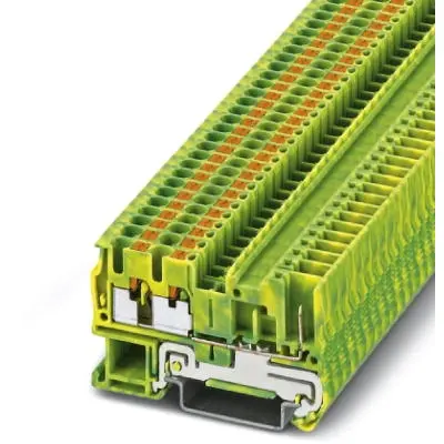 Protective conductor terminal, push-in connection, 0.14-4.0 mm², 3 pole, 6 kV, yellow/green, 3209659 - 1