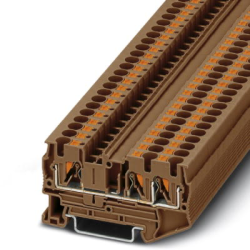 Through terminal block, push-in connection, 0.2-6.0 mm², 3 pole, 32 A, 8 kV, brown, 3211254
