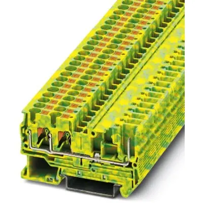 Protective conductor terminal, push-in connection, 0.2-6.0 mm², 3 pole, 8 kV, yellow/green, 3212202 - 1