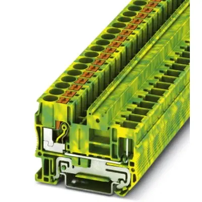Protective conductor terminal, push-in connection, 0.5-10 mm², 2 pole, 6 kV, yellow/green, 3061774 - 1