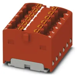 Distribution block, push-in connection, 0.14-2.5 mm², 12 pole, 17.5 A, 6 kV, red, 3002766