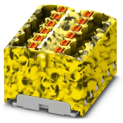 Distribution block, push-in connection, 0.14-2.5 mm², 12 pole, 17.5 A, 6 kV, yellow/black, 3002796 - 1