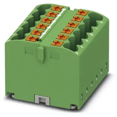 Distribution block, push-in connection, 0.14-4.0 mm², 12 pole, 24 A, 6 kV, green, 3273294 - 1