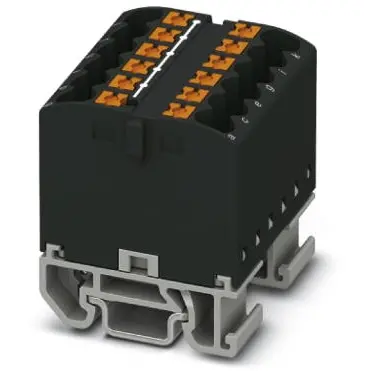 Distribution block, push-in connection, 0.14-4.0 mm², 12 pole, 24 A, 8 kV, black, 3274136 - 1