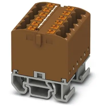 Distribution block, push-in connection, 0.14-4.0 mm², 12 pole, 24 A, 8 kV, brown, 3274132 - 1