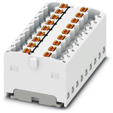 Distribution block, push-in connection, 0.14-2.5 mm², 18 pole, 17.5 A, 6 kV, white, 3002780 - 1