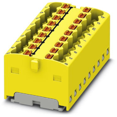 Distribution block, push-in connection, 0.14-2.5 mm², 18 pole, 17.5 A, 6 kV, yellow, 3002770 - 1