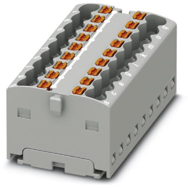 Distribution block, push-in connection, 0.14-2.5 mm², 18 pole, 17.5 A, 6 kV, gray, 3002804 - 1