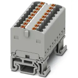 Distribution block, push-in connection, 0.14-2.5 mm², 18 pole, 17.5 A, 6 kV, gray, 3002917