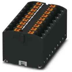 Distribution block, push-in connection, 0.14-4.0 mm², 18 pole, 24 A, 6 kV, black, 3273322