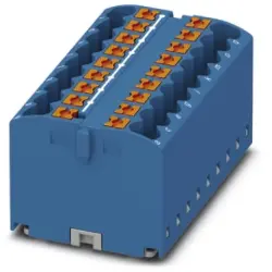 Distribution block, push-in connection, 0.14-4.0 mm², 18 pole, 24 A, 6 kV, blue, 3273310