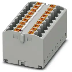 Distribution block, push-in connection, 0.14-4.0 mm², 18 pole, 24 A, 6 kV, gray, 3273308