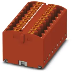 Distribution block, push-in connection, 0.14-4.0 mm², 18 pole, 24 A, 6 kV, red, 3273312
