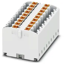 Distribution block, push-in connection, 0.14-4.0 mm², 18 pole, 24 A, 6 kV, white, 3273320