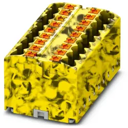 Distribution block, push-in connection, 0.14-4.0 mm², 18 pole, 24 A, 6 kV, yellow/black, 3273328