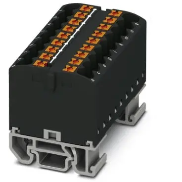 Distribution block, push-in connection, 0.14-4.0 mm², 18 pole, 24 A, 8 kV, black, 3274158 - 1