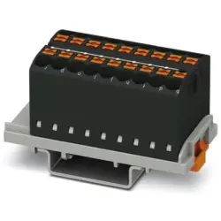 Distribution block, push-in connection, 0.14-4.0 mm², 18 pole, 24 A, 8 kV, black, 3273058