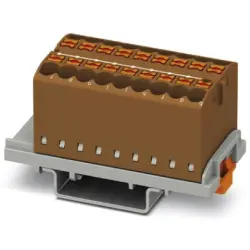 Distribution block, push-in connection, 0.14-4.0 mm², 18 pole, 24 A, 8 kV, brown, 3273054