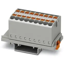 Distribution block, push-in connection, 0.14-4.0 mm², 18 pole, 24 A, 8 kV, gray, 3273044