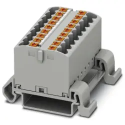 Distribution block, push-in connection, 0.14-4.0 mm², 18 pole, 24 A, 8 kV, gray, 3273176