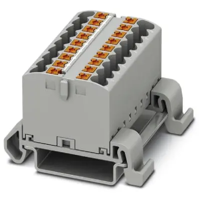 Distribution block, push-in connection, 0.14-4.0 mm², 18 pole, 24 A, 8 kV, gray, 3273176 - 1
