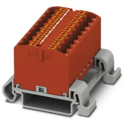 Distribution block, push-in connection, 0.14-4.0 mm², 18 pole, 24 A, 8 kV, red, 3273180