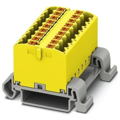 Distribution block, push-in connection, 0.14-4.0 mm², 18 pole, 24 A, 8 kV, yellow, 3273182 - 1