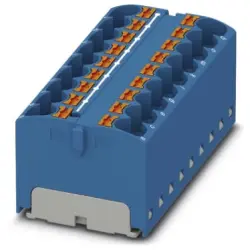 Distribution block, push-in connection, 0.2-6.0 mm², 18 pole, 32 A, 6 kV, blue, 3273836