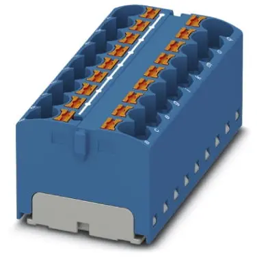 Distribution block, push-in connection, 0.2-6.0 mm², 18 pole, 32 A, 6 kV, blue, 3273836 - 1