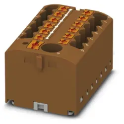 Distribution block, push-in connection, 0.14-4.0 mm², 13 pole, 24 A, 6 kV, brown, 3273362