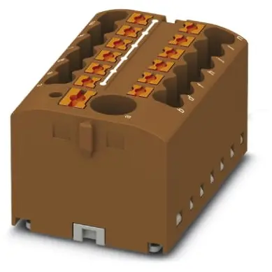 Distribution block, push-in connection, 0.14-4.0 mm², 13 pole, 24 A, 6 kV, brown, 3273362 - 1