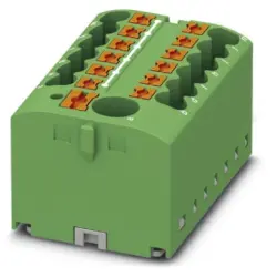 Distribution block, push-in connection, 0.14-4.0 mm², 13 pole, 24 A, 6 kV, green, 3273360