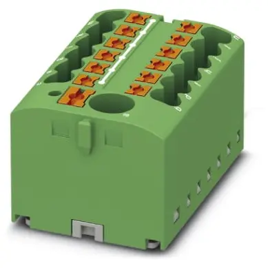 Distribution block, push-in connection, 0.14-4.0 mm², 13 pole, 24 A, 6 kV, green, 3273360 - 1
