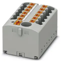 Distribution block, push-in connection, 0.14-4.0 mm², 13 pole, 24 A, 6 kV, gray, 3273352