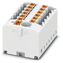 Distribution block, push-in connection, 0.14-4.0 mm², 13 pole, 24 A, 6 kV, white, 3273364