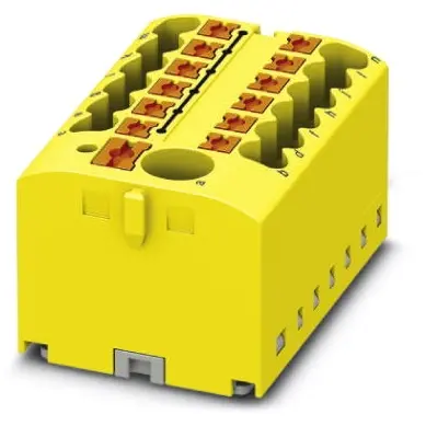 Distribution block, push-in connection, 0.14-4.0 mm², 13 pole, 24 A, 6 kV, yellow, 3273358 - 1