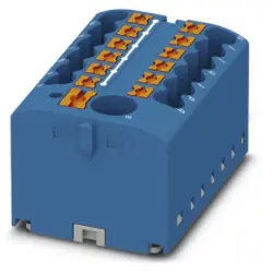 Distribution block, push-in connection, 0.14-4.0 mm², 13 pole, 24 A, 6 kV, blue, 3273484
