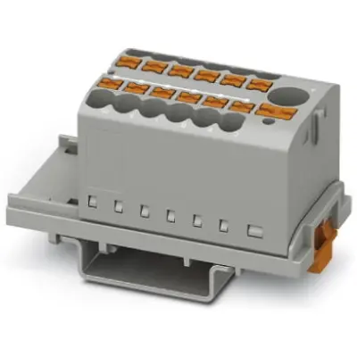 Distribution block, push-in connection, 0.14-4.0 mm², 13 pole, 24 A, 8 kV, gray, 3273088 - 1