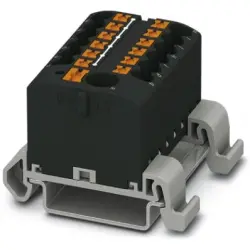 Distribution block, push-in connection, 0.14-4.0 mm², 13 pole, 24 A, 8 kV, black, 3273234