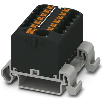 Distribution block, push-in connection, 0.14-4.0 mm², 13 pole, 24 A, 8 kV, black, 3273234 - 1