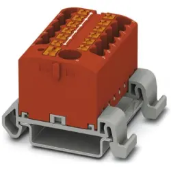 Distribution block, push-in connection, 0.14-4.0 mm², 13 pole, 24 A, 8 kV, red, 3273224