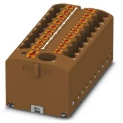Distribution block, push-in connection, 0.14-4.0 mm², 19 pole, 24 A, 6 kV, brown, 3273384
