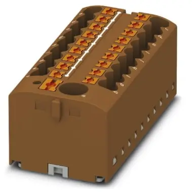 Distribution block, push-in connection, 0.14-4.0 mm², 19 pole, 24 A, 6 kV, brown, 3273384 - 1