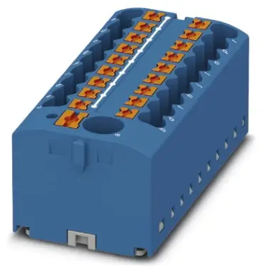 Distribution block, push-in connection, 0.14-4.0 mm², 19 pole, 24 A, 6 kV, blue, 3273376 - 1