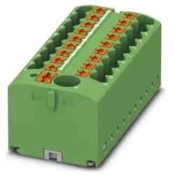 Distribution block, push-in connection, 0.14-4.0 mm², 19 pole, 24 A, 6 kV, green, 3273382