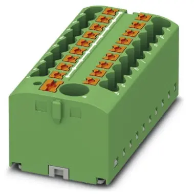 Distribution block, push-in connection, 0.14-4.0 mm², 19 pole, 24 A, 6 kV, green, 3273382 - 1
